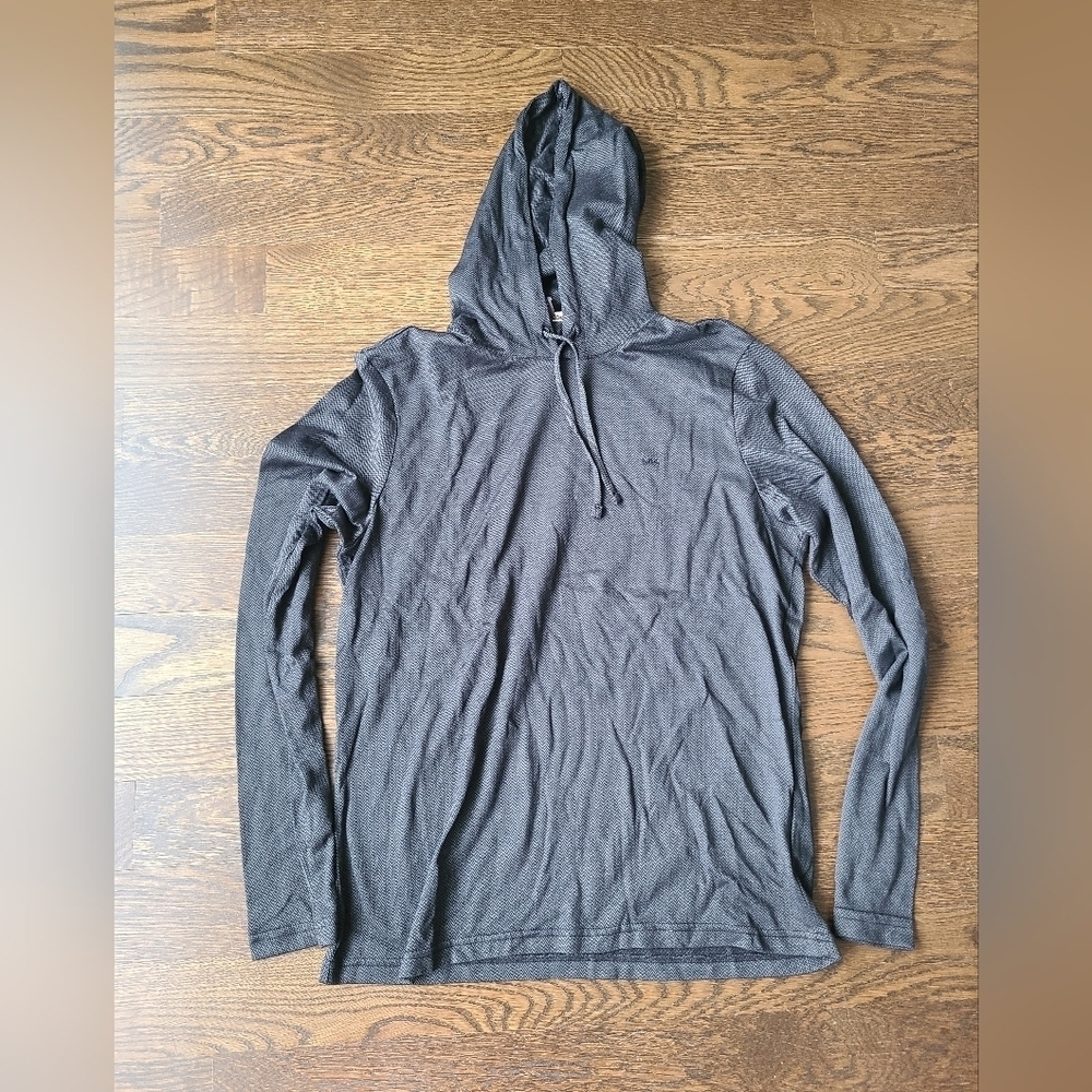 NWT Michael Kors Black/Gray Hooded Long Sleeve T-Shirt Sz.L (L6)